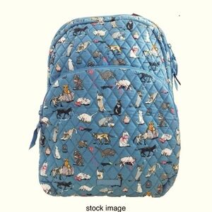 Vera Bradley Quilted Blue Cat Print - cat’s meow mini Backpack